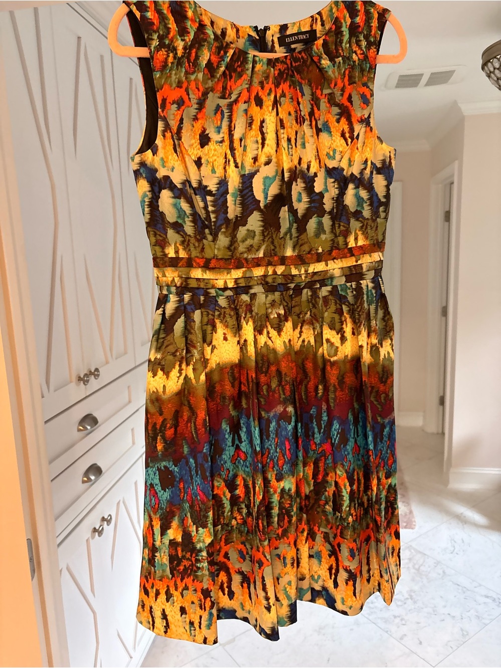 Ellen Tracy Vibrant Multicolor Printed Midi Dress